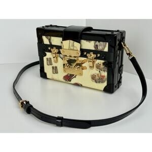 Louis Vuitton Petite Malle Vernis Stickers Patent Leather Women's Crossbody Bag